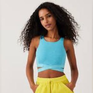 TechSweat Criss Cross Crop Top Outdoor Voices Blue NWOT